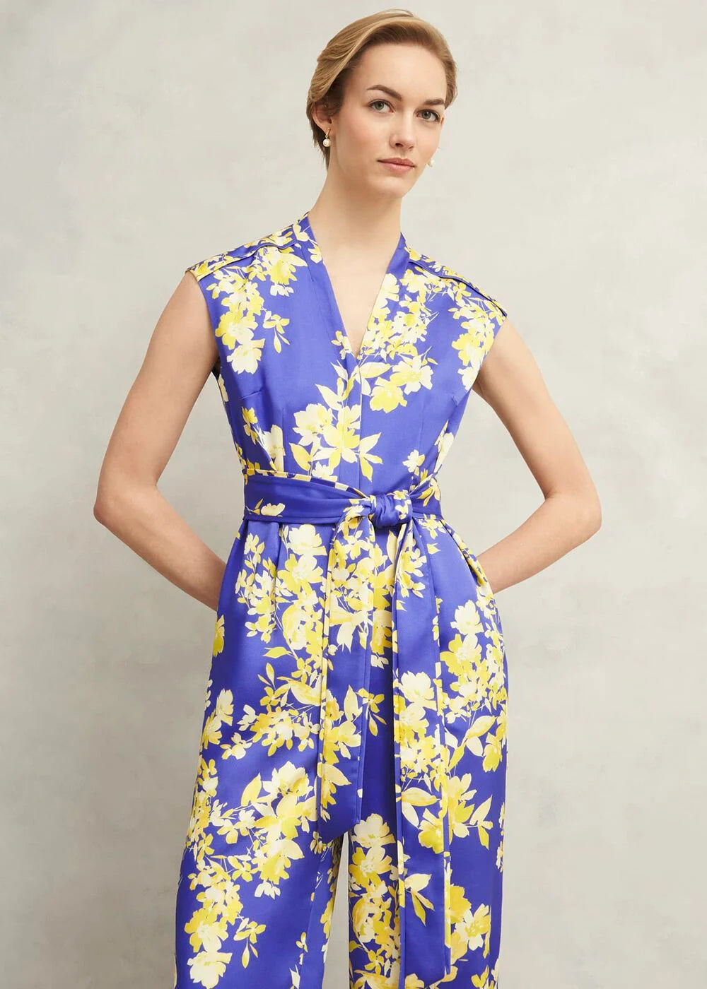 Primus-Floral V Neck Jumpsuit
