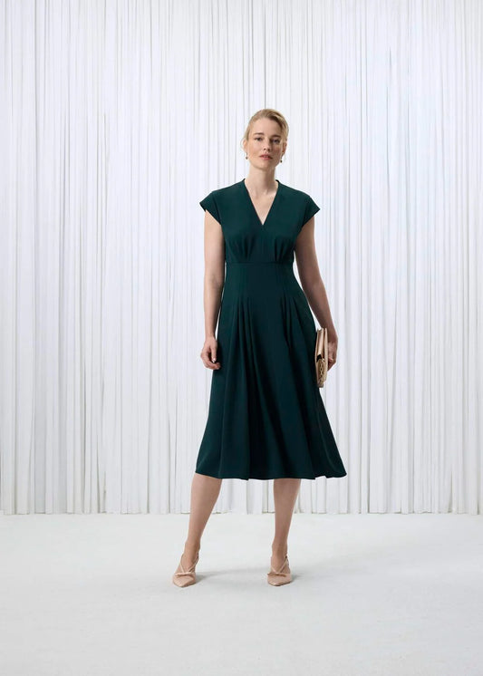 Primus-V Neck Pintuck Dress